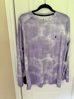 Spyder Men’s M or Women’s L Long Sleeve UPF 30 Lavender Tie-Dye Rash Guard Top